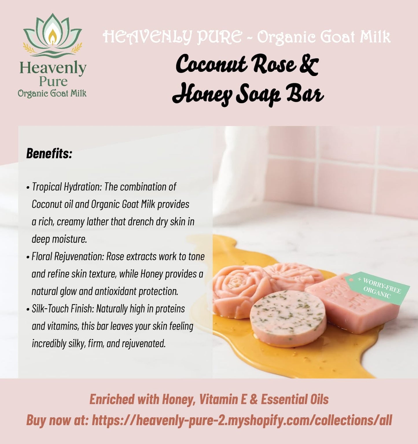 Coconut Rose & Goat Milk Soap 14.00 (2 soap bars)