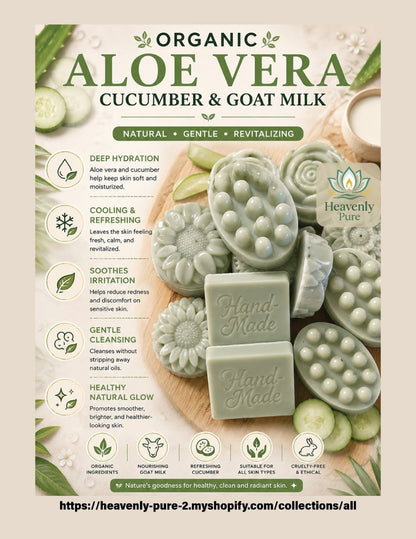 Organic Aloevera cucumber & Goat milk  $14.00 (2 soap bars)
